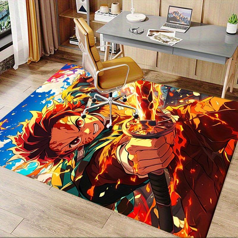 Office Carpet: Anime inspired Sofa Rug for Under Chairs, Flame Themed Protection Mat