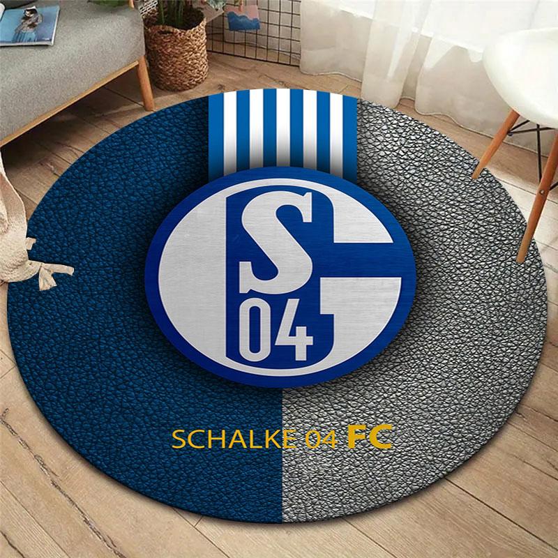 FC Schalke 04 Round Area Rug,Carpet Rug for Living Room Bedroom Sofa Playroom Decor,Non-slip Floor Mat