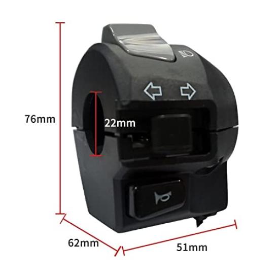 Motorcycle Handlebar Switches for Yamaha 125 22mm Motorcycle Universal Handlebar Turn and Power Switch Assembly YBR125, 7/8" Switches, Horn, Signal,