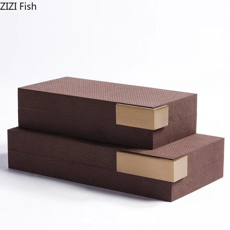 Leather Woven Pattern Jewelry Boxes Cosmetic Jar Dresser Table Desk Decoration Home Exquisite Jewelry Ring Necklace Storage Box