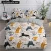 Cartoon Bedding Set Cute Cats Printed 3D Duvet Cover Set Twin Full Queen King Double Sizes Pillowcase Bedclothes Soft Polyester