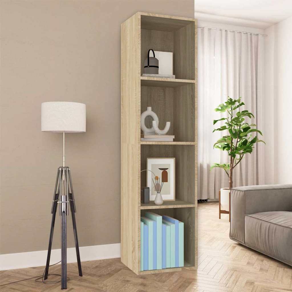 Bookshelf TV Cabinet Sonoma Oak Finish 36 x 30 x 143 cm Particleboard