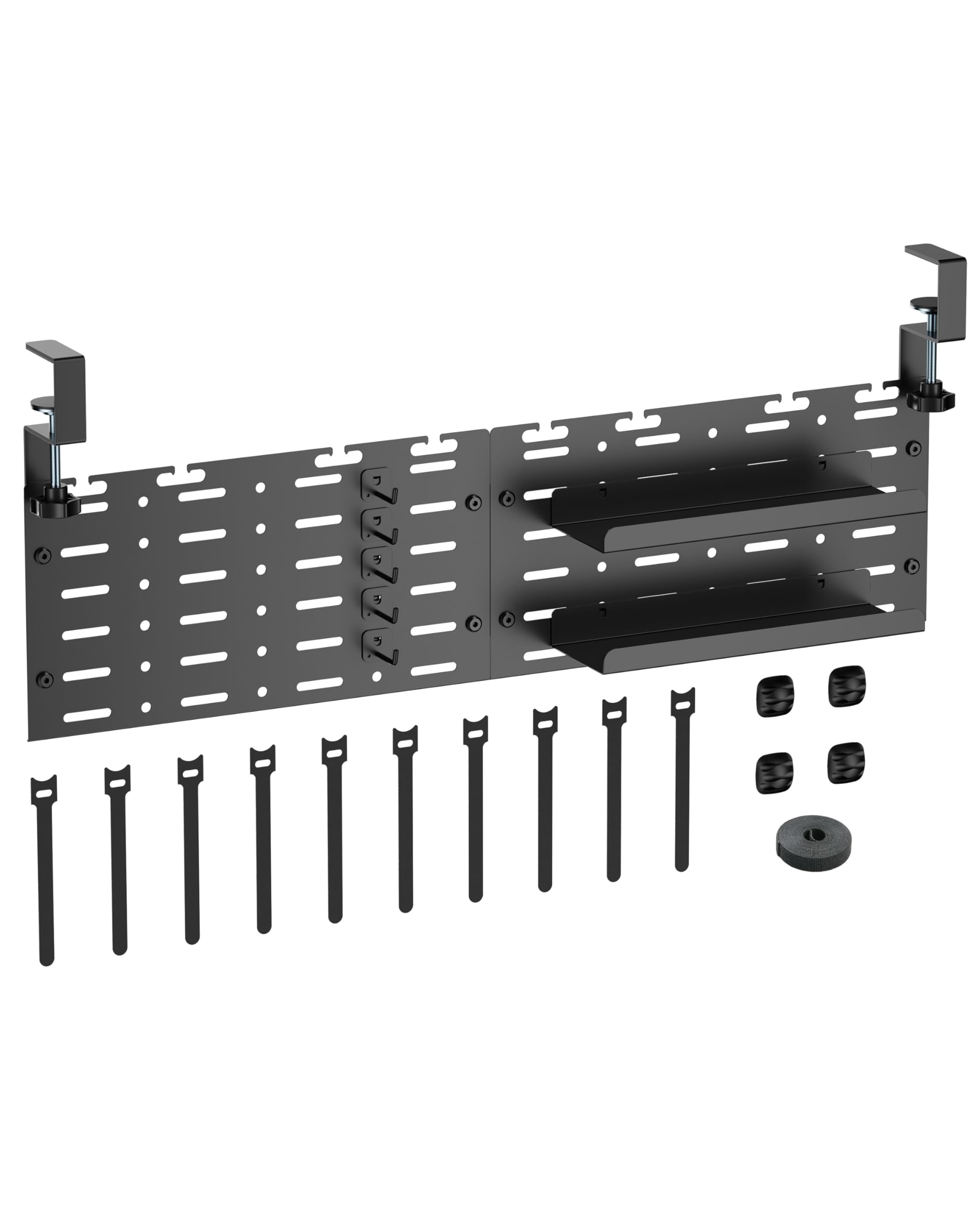 

EastForce Cable Tray, Under-Desk Use (Inside/Outside Desk), 76cm Wide, Clamp Type, Steel, 8kg Load Capacity, Divisible into Two Single Sections, Inclu