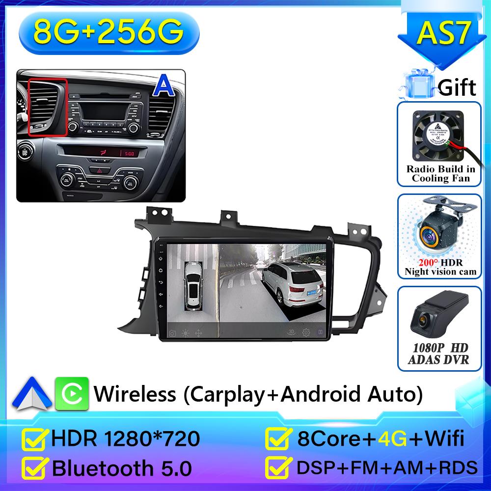 Autoradio Android 16 pour Kia K5 Optima 2011-2015 GPS Android Auto Carplay Wifi 4G Autoradio Stéréo Sans écran 2din DVD
