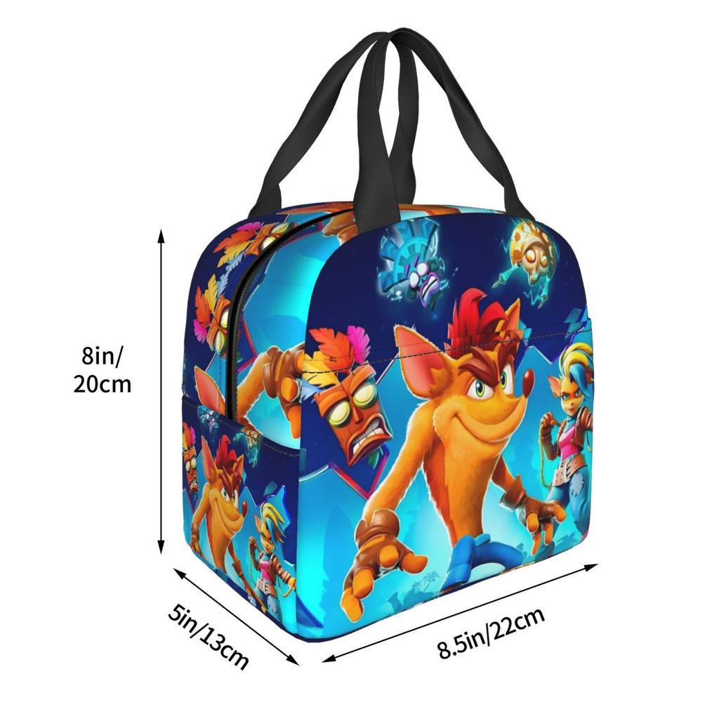 Insulated Lunch Box Crashs Bandicoots Cartoon Accessories Video Game Food Box Unique Design Cooler Thermal Bento Box For School