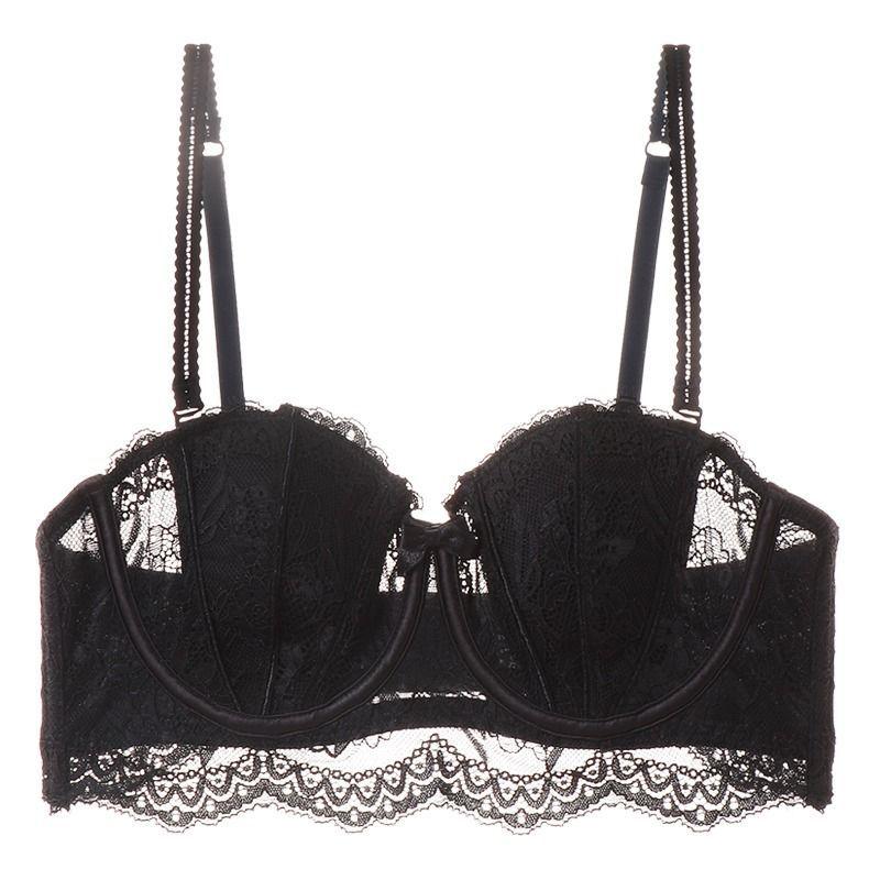 Rabbit Ears Thin Big Bra Showing Small Breasts Underwear Women's White Lace Sexy Gathering Summer Bra Set