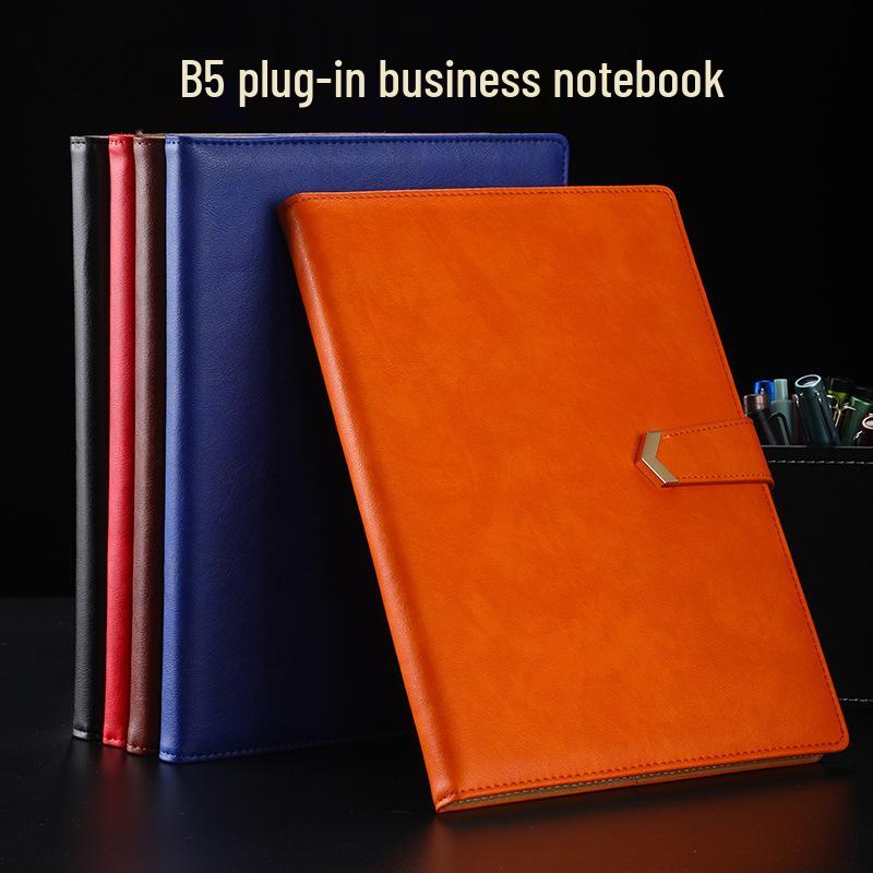 B5 Leather Business Notebook with Detachable Sleeve and Replaceable Core
