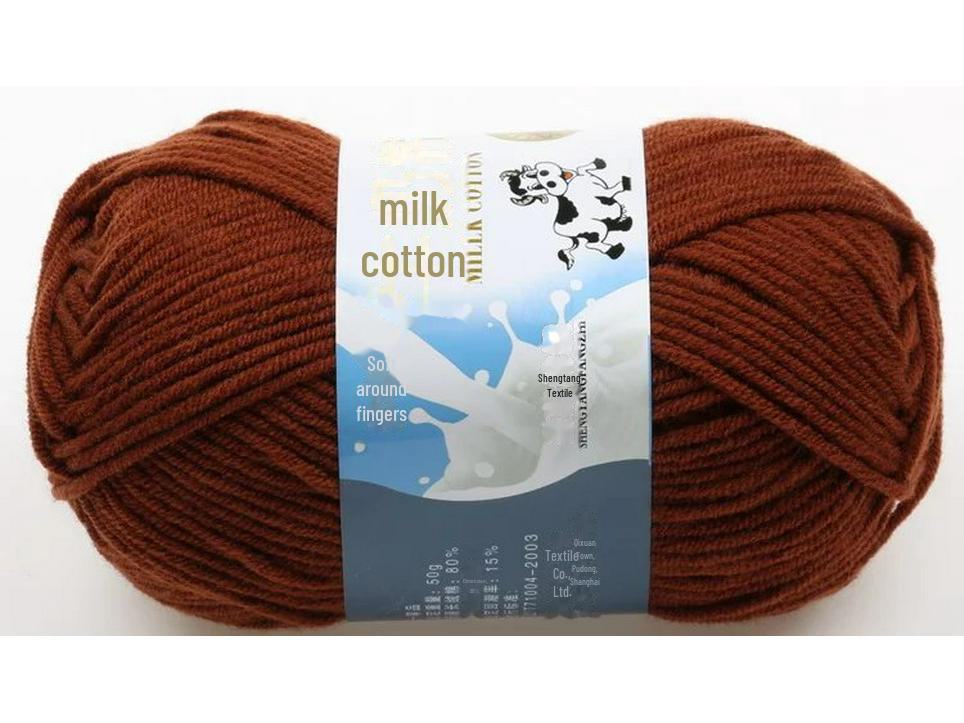 5-Strand Milk Cotton Baby Wool Hat & Scarf Hand-Woven Medium-Thick Yarn Set