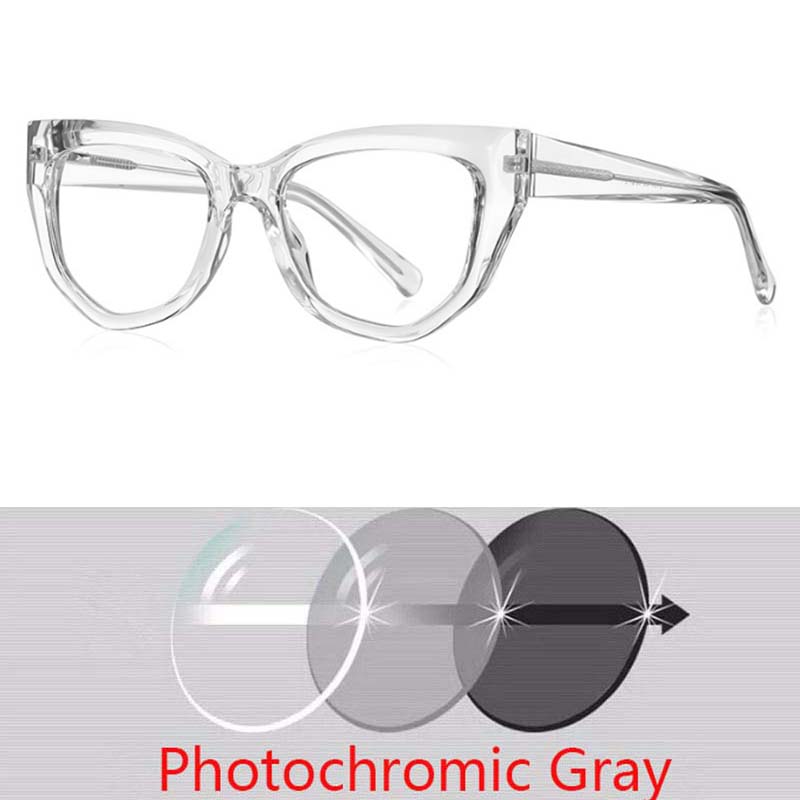 Polygon Cat Eyes Photochromic Glasses Women Myopia Eyeglasses Students Short Sight Eyewear 0 -0.5 -1 -1.25 -1.5 -1.75 -2.0 To -6