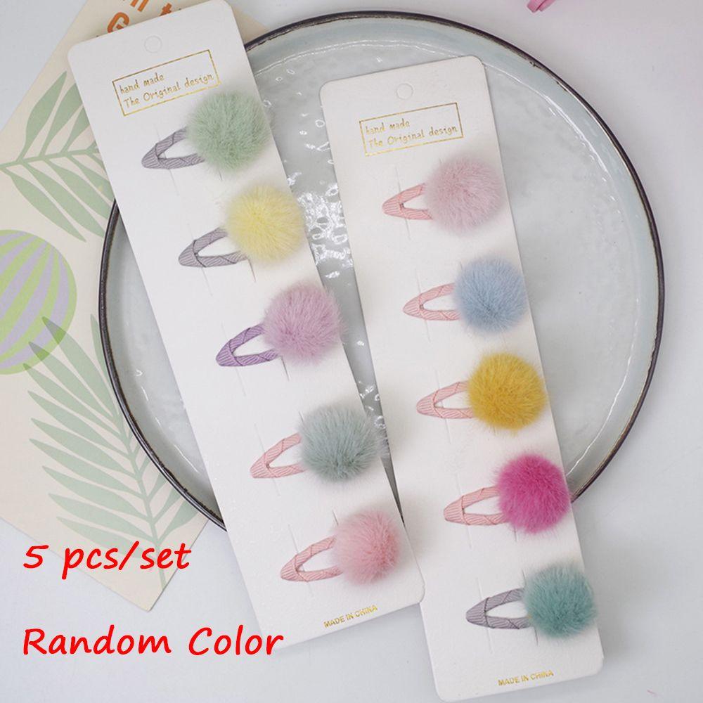 

Lovely Children Small Pompom Fur Hairball Pompom Hairclips Hairpins Hair Clip Barrette A