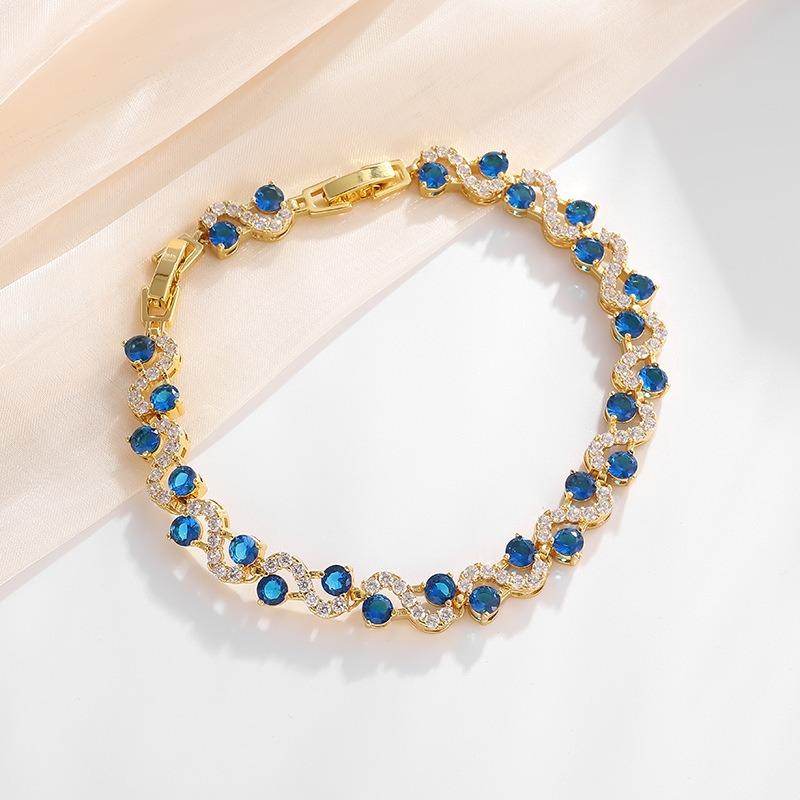 Environmentally Friendly Alloy Cross-colored Agate Hand Jewelry with Elegant and Luxurious Style for Ladies - Gemstone Crystal Hand Chain