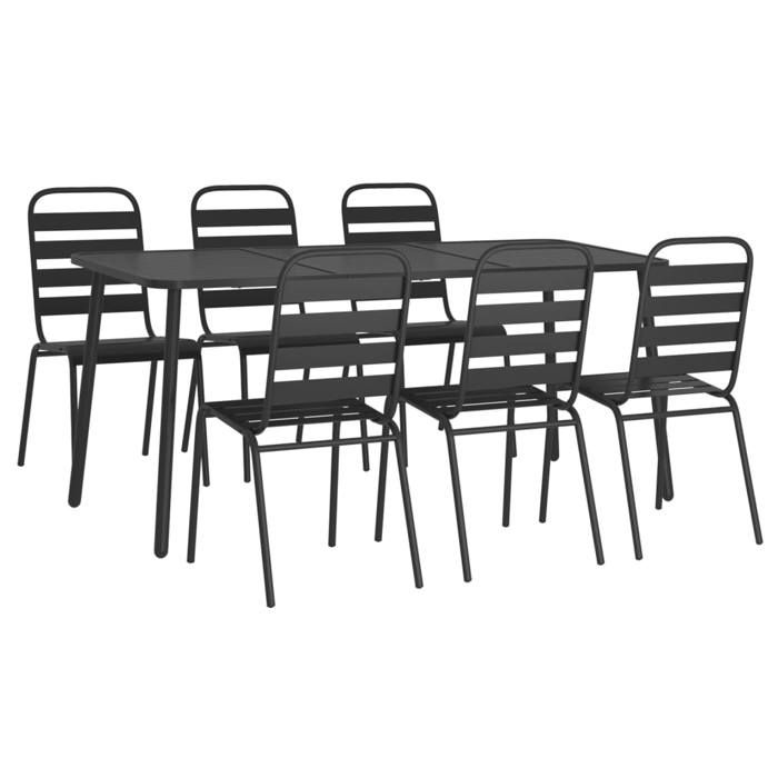 VidaXL Ensemble à manger de jardin 7 pcs anthracite acier, ensemble de salle à manger, ensemble de salle à manger 3187993