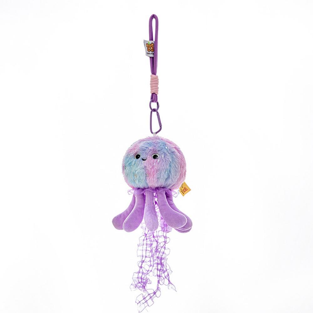 Creative Marine Organism Pendant Silk Ribbon Plush Jellyfish Pendant  Accessory