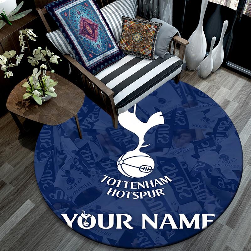 Custom Name,Tottenham Hotspur pattern round rug,Carpet Rug for Living Room Bedroom Playroom ,Non-slip Floor Mat,Holiday Gifts and Birthday Gifts.