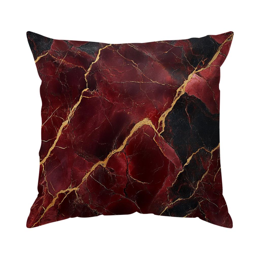 1pcs Wine Red Marble Pillowcase Square Bedroom Cushion Covers Zipper Living Soft Home Comfortable Decor 45x45cm