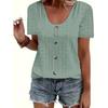VEZFAA Damenmode Casual Sommer Frühling Einfarbig Druck Kurzarm U-Ausschnitt Blusen & Hemden