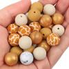 15mm 30Pcs Silicone Beads Round Print Food Grade Teething Beads for Baby Toy Soft Chew Teething DIY Pacifier Clips Necklace