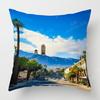Four Seasons Universal Short Plush Pillow Case Living Room Bedroom Landscape Illustration Architectural Pattern Cushion Cover