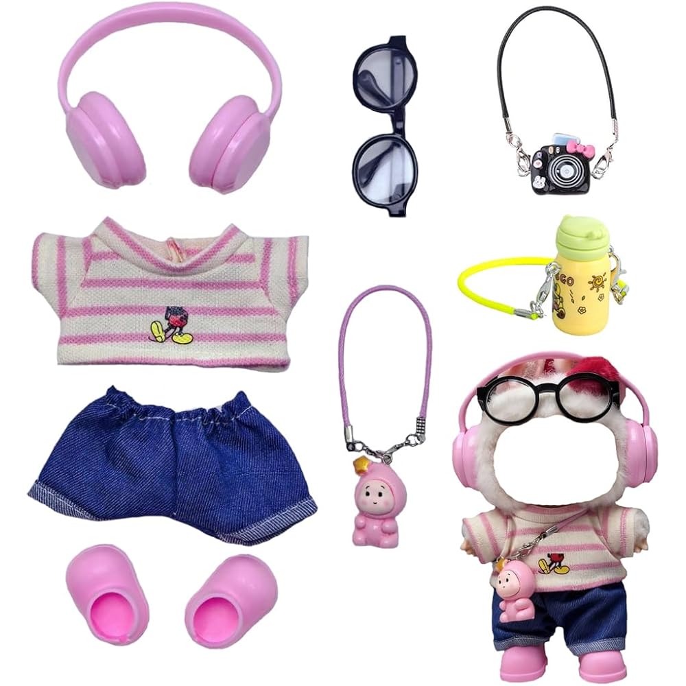 

FTADI Doll Clothing Set Cute Fashion Knit Sweater for 15-17cm Dolls with Camera and Water Bottle Accessories Yellow