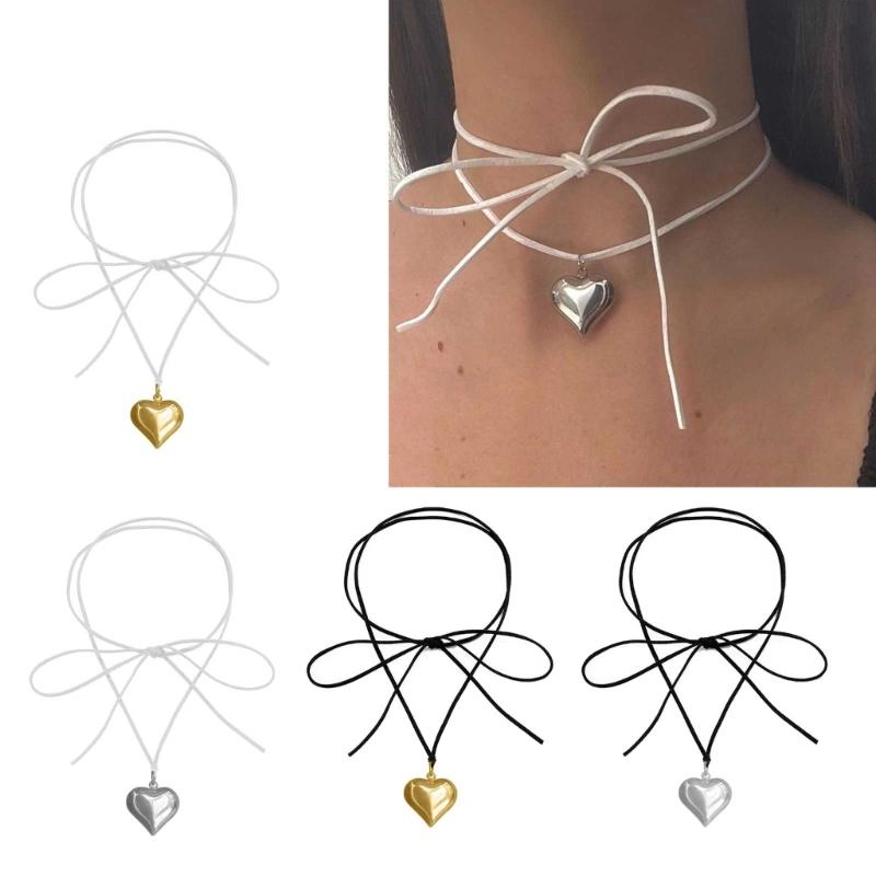 Heart Pendant Necklaces Small Heart Choker Pendant Necklaces Alloy Material Love Pendant Choker for Women Jewelry Gift