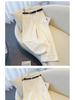 Women's White High-Waisted Wide-Leg Stretch Jeans with Rolled Hem - 2026 Spring Collection