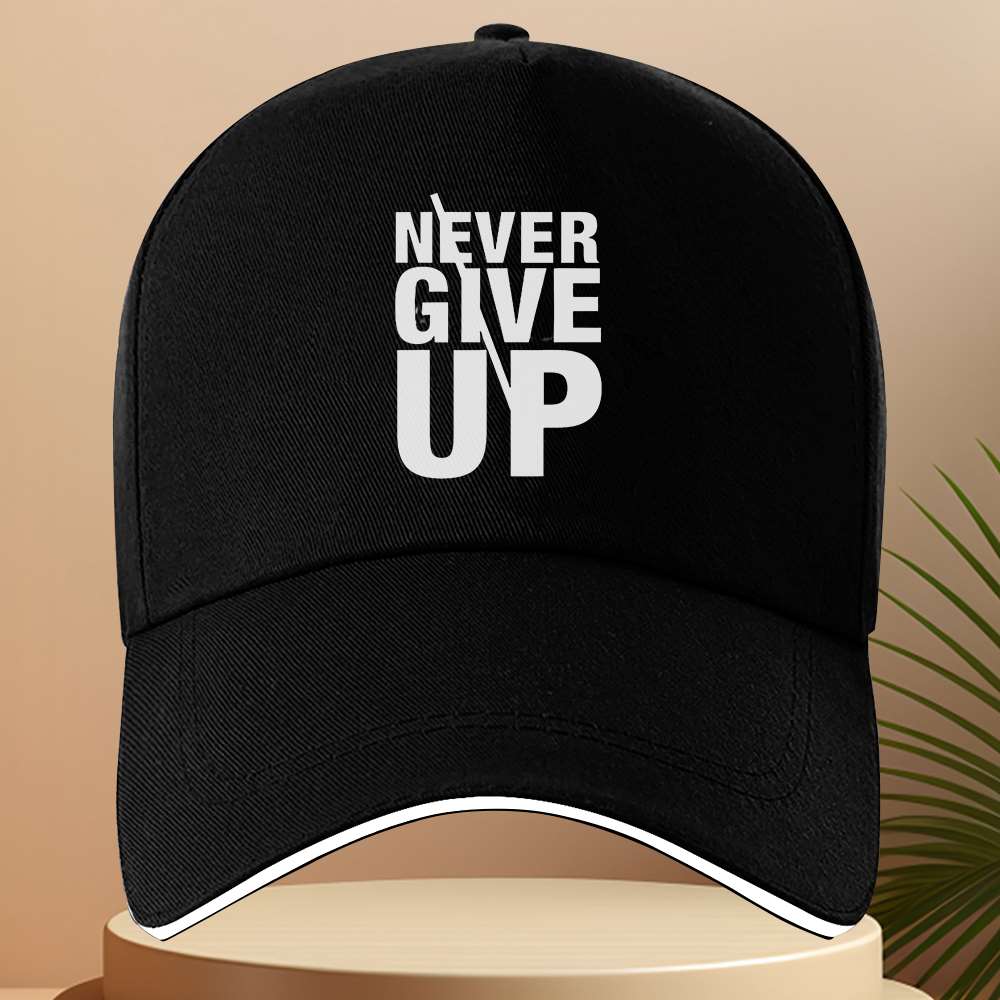 Never Give Up Motivational Baseball Cap Polyester Adjustable Snapback Gym Outdoor Hat