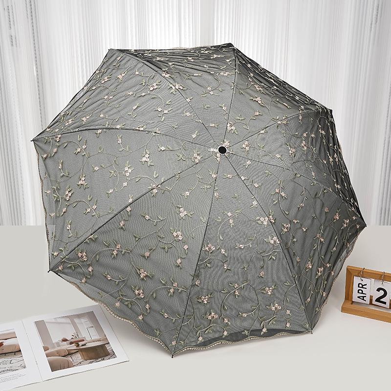 

1 шт. Солнечный зонт для женщин Защита от солнца и УФ-защита, зонт принцессы Ретро солнцезащитный зонт Зонт от дождя Складной Двойного назначения чёрный