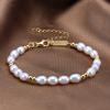 Elegant Gold Beads with Cultured Freshwater Pearl Bead 925 Sterling Silver Bracelet Jewelry Factory