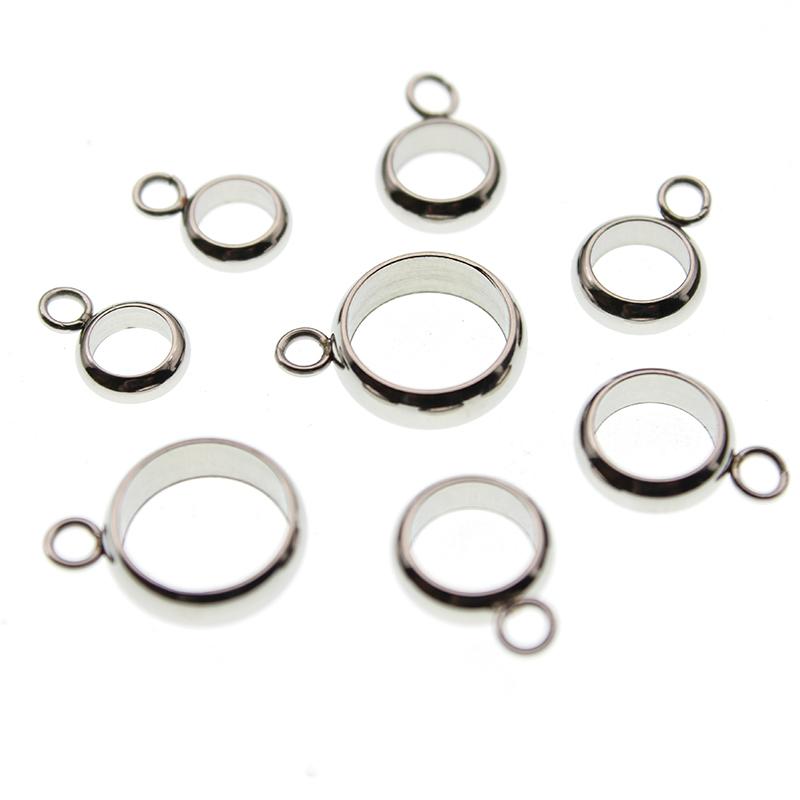 20Pcs Stainless Steel Metal Big Hole Pendant Connectors Bails Beads Clasps/Pendants Clip Pinch For DIY Necklace Jewelry Making