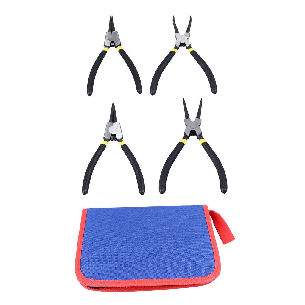 4Pcs Snap Ring Pliers Set Steel Circlip Pliers Kit with Straight Bent Jaws Hand Tools for Repair Maintenance 7in