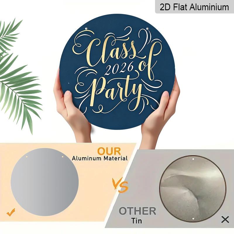 2D Flat Aluminum Graduation-themed Wall Hanging, Available in Multiple Sizes, Features An Elegant Navy Blue and Gold Foil Design, Making It A Perfect