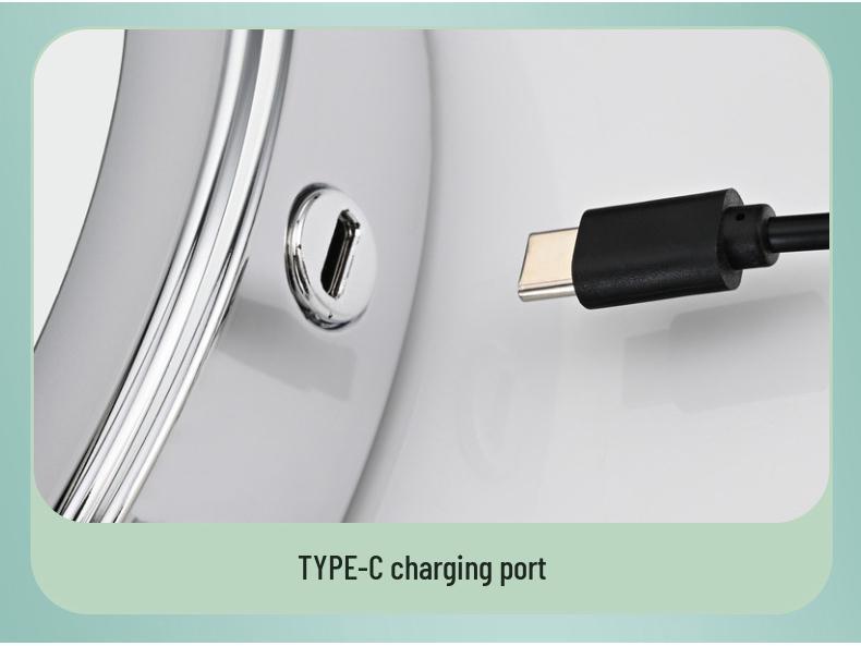 8" Wall-Mounted Folding LED Vanity Mirror - Double-Sided, Lighted, Magnifying for Bathroom Makeup