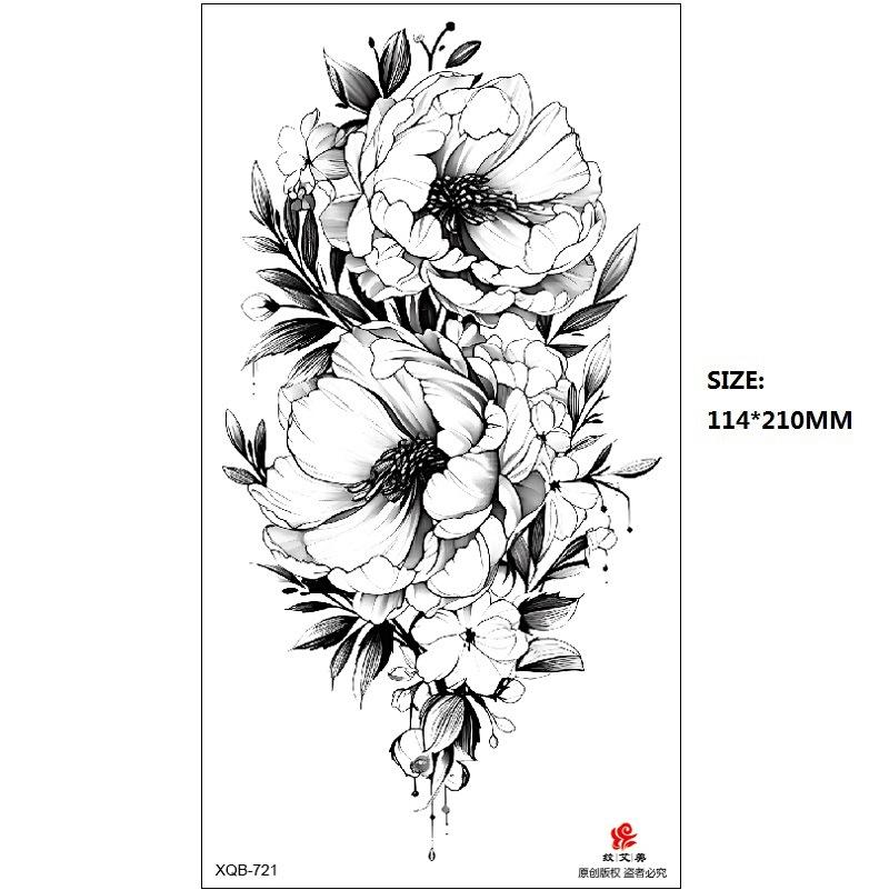 Emmy Black Series Butterfly Rose Flower Tattoo Sticker Set Water Transfer Paper
