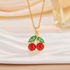 Cherry Fruit Necklace - A Simple and Versatile Summer Accessory for Women, Featuring A Lockbone Chain with A Charming Cherry Fruit Design.