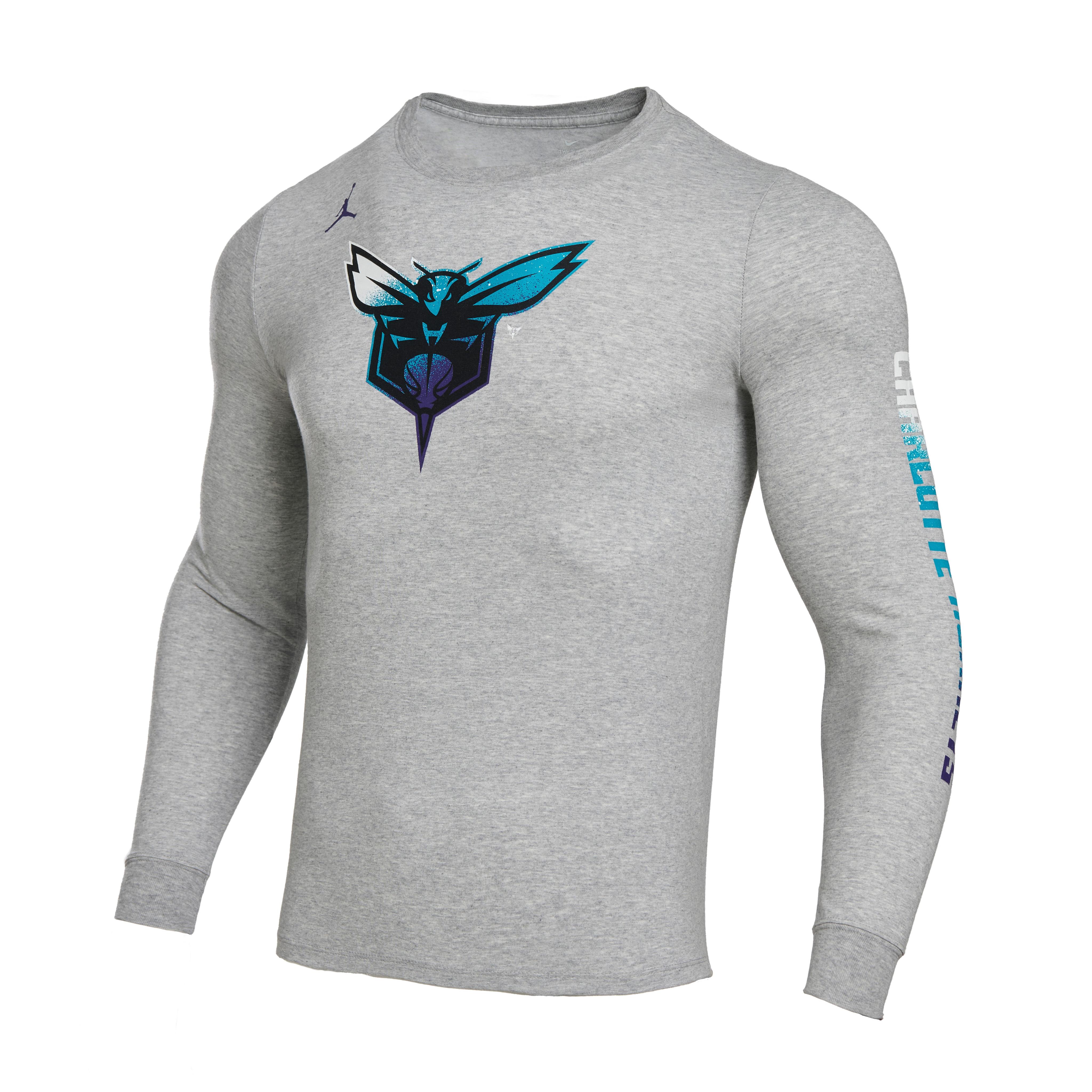 

Jordan Мужская футболка с длинным рукавом для спортивных тренировок с технологией быстрого высыхания, коллаборация с НБА, топы, серый 3Z2B7BAYW-HOR M