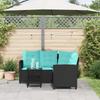 Garden Sofa Set with Cushions 2 pcs Black and Turquoise Poly Rattan