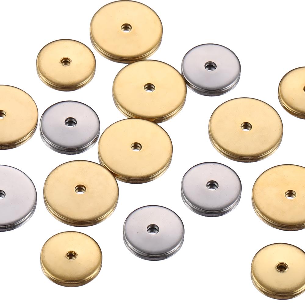 40pcs 20pcs Stainless Steel Flat Round Spacers Loose Beads for Necklace Bracelet Earrings Jewelry Making DIY Pendants Charms