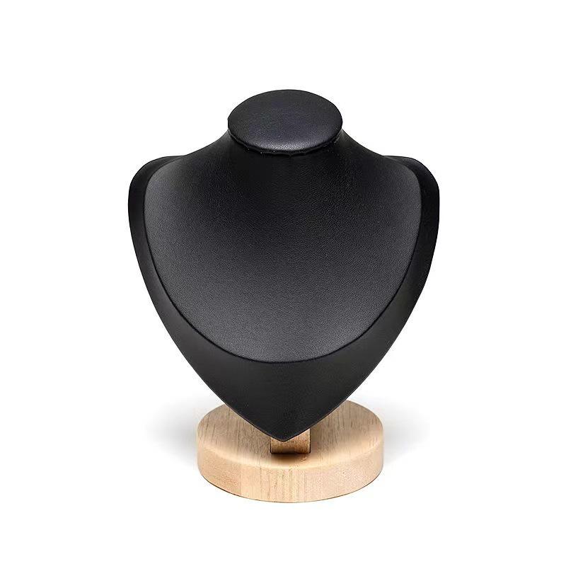 Solid Wood Velvet Jewelry Display Stand for Necklaces and Pendants