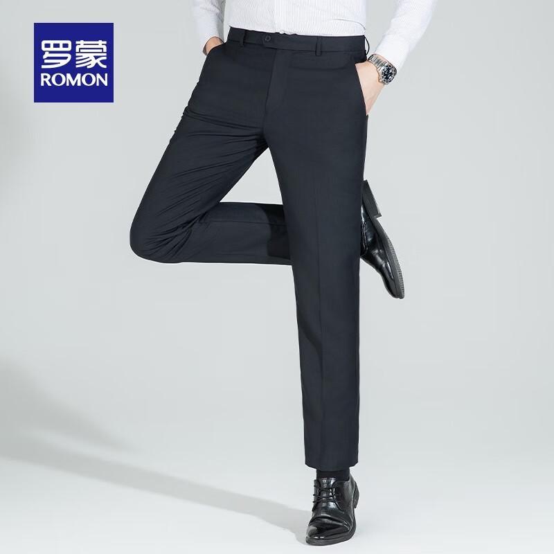 ROMON Men's Business Casual Straight-Leg Trousers