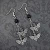 New Punk Gothic Silver Color Death Moth Tassel Pendant Dangle Earrings for Women Halloween Dark Academy Magic Ghost Jewelry Gift