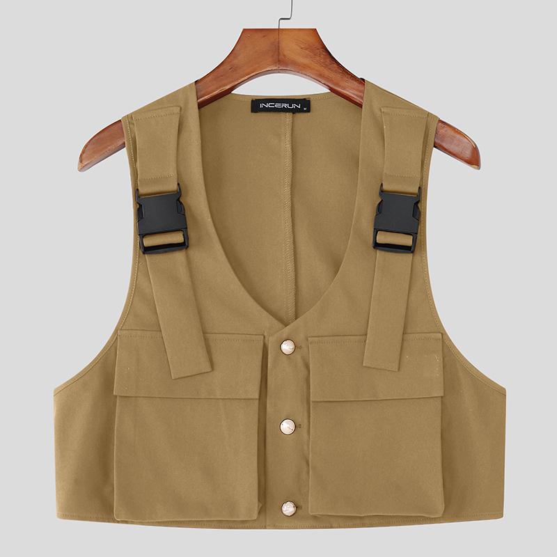 INCERUN Débardeurs Crop Cargo Amples Décontractés Sans Manches pour Homme