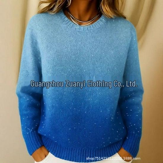 2025 Autumn/Winter Women's Fashion Knit Sweater - Patterned, Warm, Long Sleeve, Round Neck