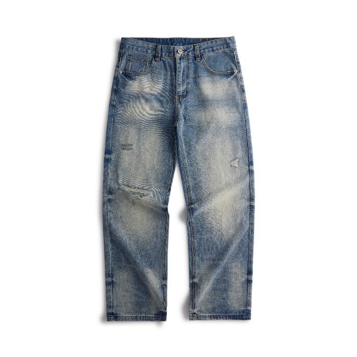 

Прямой крой Ретро Джинсы Длинные Рваный стиль Обезьяна Кошачий ус Ручная вышивка и стирка 40