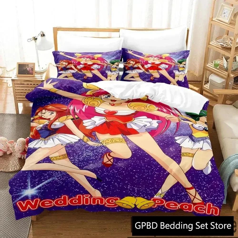 Comforter 3D Print Anime Wedding Peach Bedding Set Bedroom Soft Modern S Comefortable Kids And