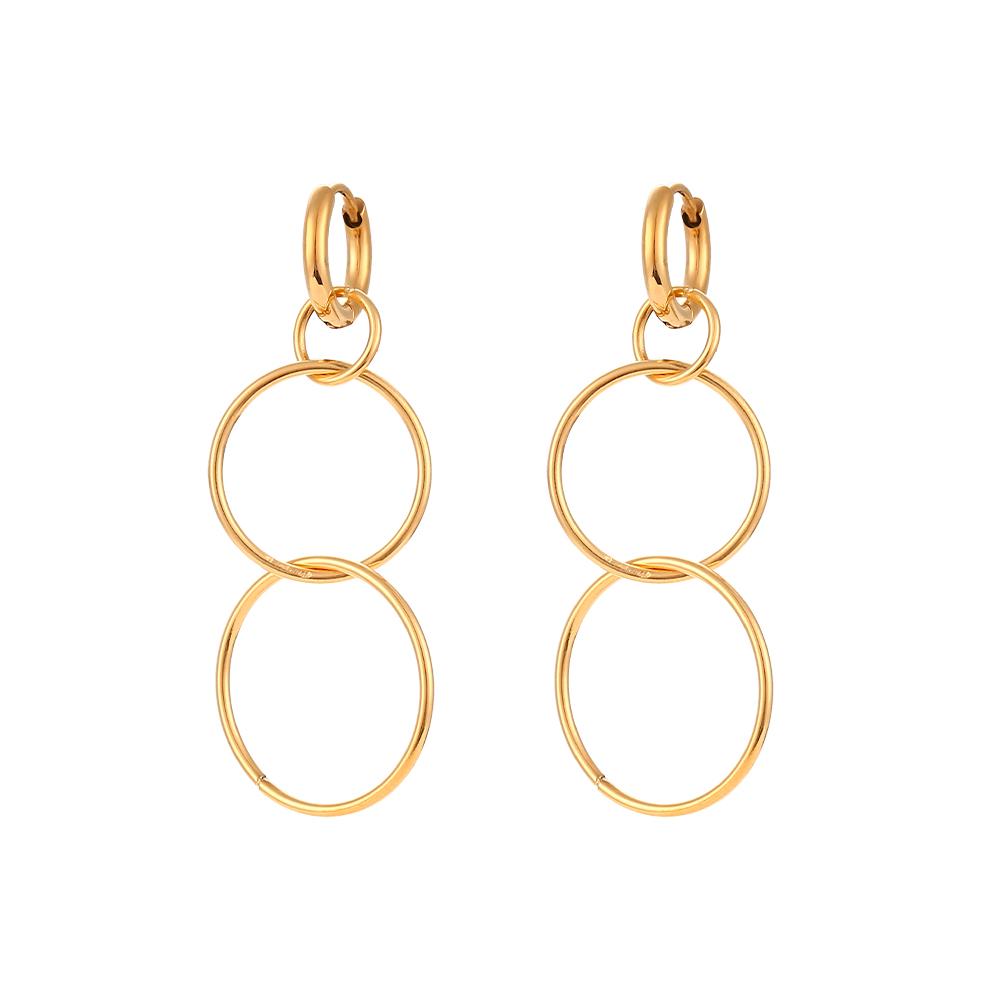 2026 Minimalist Three Hoop Drop Earrings 18K Gold Plated Personalized Waterproof Jewelry Earrings for Women Party Jewelry