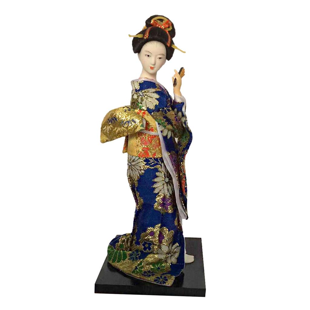 Japanese Kimono Doll Asian Statue Table Centerpiece Desk Figure Collectible Figurine Kabuki Doll for Farmhouse Bedroom