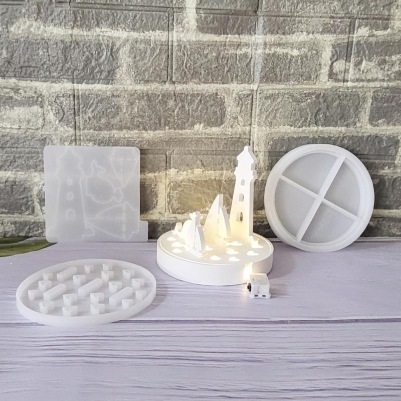 3Pcs Lighthouse Silicone Molds for Candle Soap Night Light Decoration Sailing Ship Silicone Candle Molds for Epoxy Resin