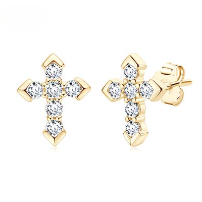 Kreuz-Ohrringe D0,27 Karat Moissanit-Ohrstecker für Damen und Herren, 925er Sterlingsilber, Piercing-Ohr-Push-Back-Schmuck