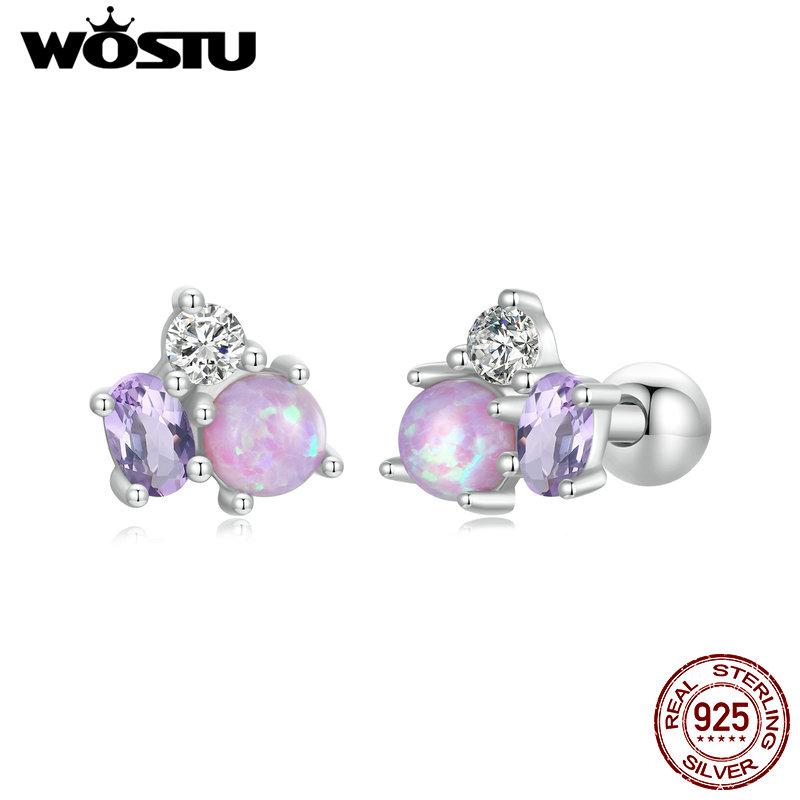 WOSTU Срібло 925 проби з опаловим бантом і сережками-гвоздиками з дияволом. Делікатні чудові сережки для жінок. Подарунок дівчині. Вишукані ювелірні вироби.