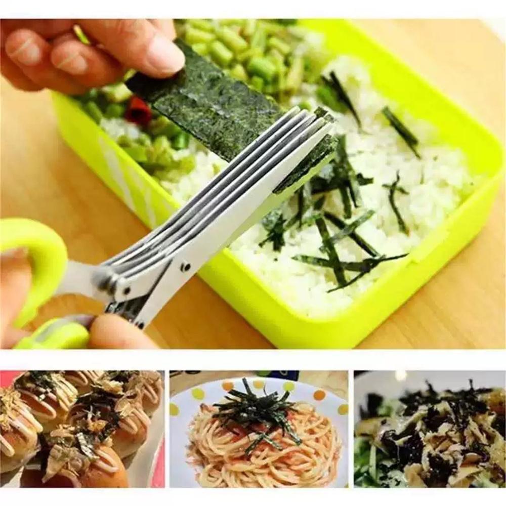 Muti-Layers Kitchen Scissors Stainless Steel Vegetable Cutter Scallion Herb Laver Spices Cooking Tool Cut Kitchen Accessories